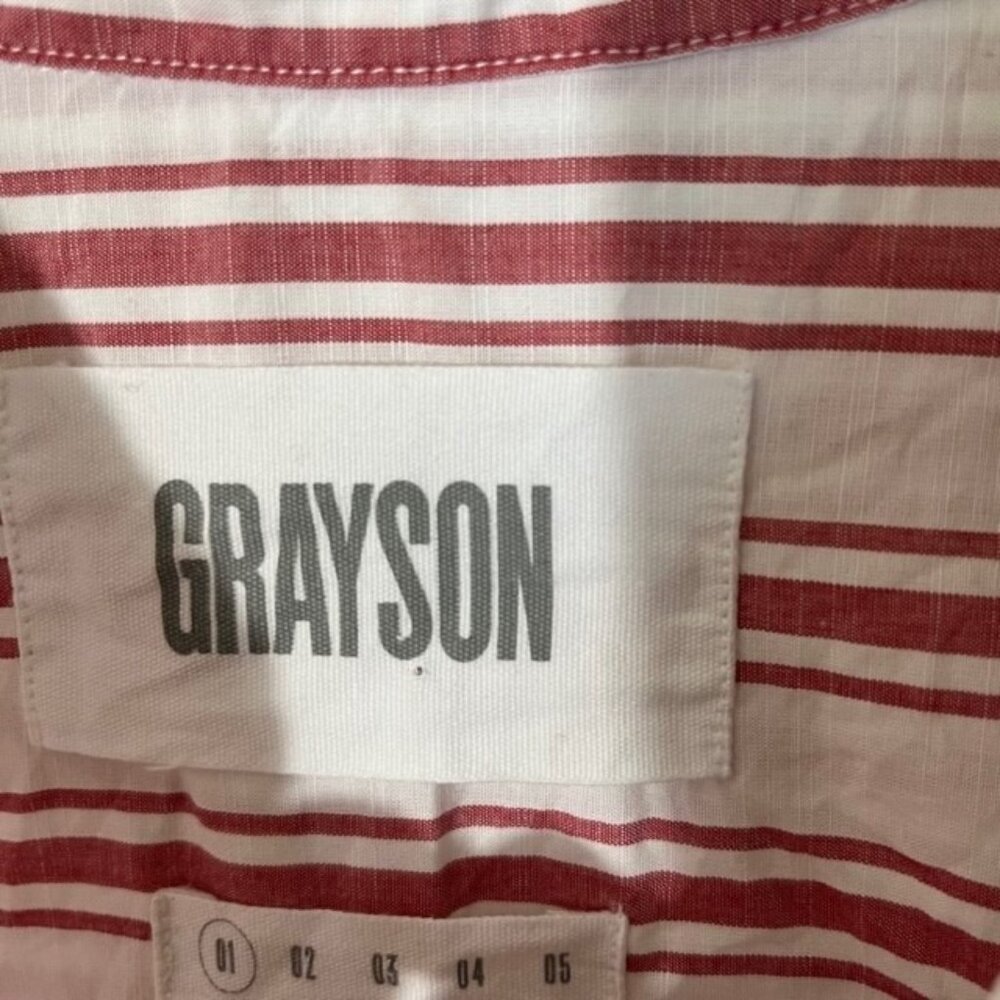 Grayson The Hero Red White Striped Cotton Long Sleeve Button Shirt Top 01 XS - Picture 3 of 5